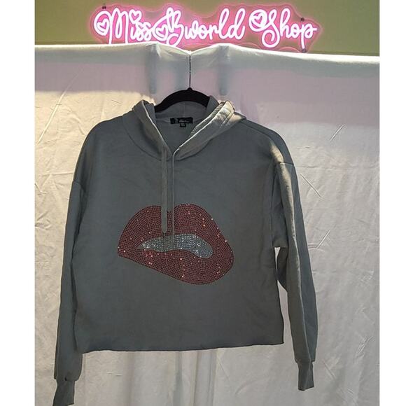 Army Green Kiss Lips Hoodie Sweatshirt Set by Rainbow – Size Large - Picture 1 of 5